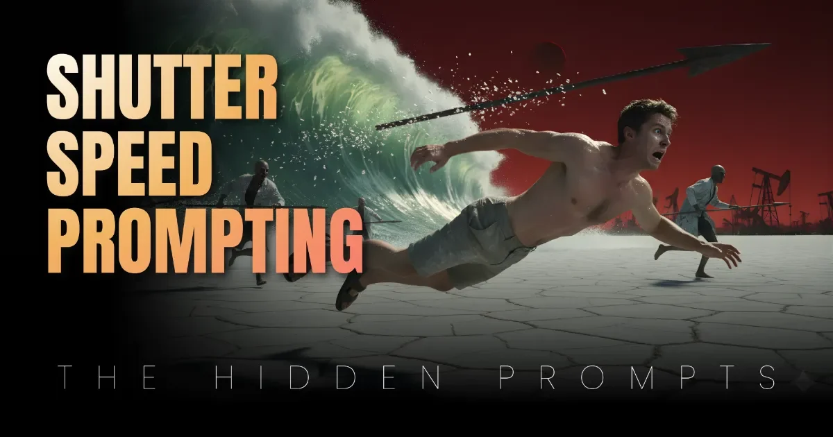 A dynamic FREE Google Gemini AI Image Prompt result showing a man diving from a tsunami, demonstrating perfect shutter speed/motion blur.