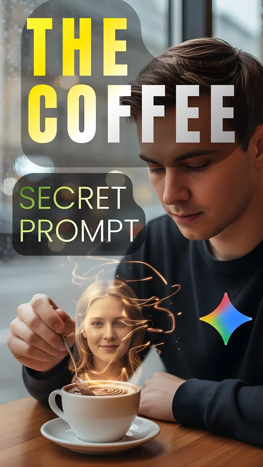 Sad Boy AI prompt using Google Gemini to create a photorealistic man portrait with a holographic image reflection.