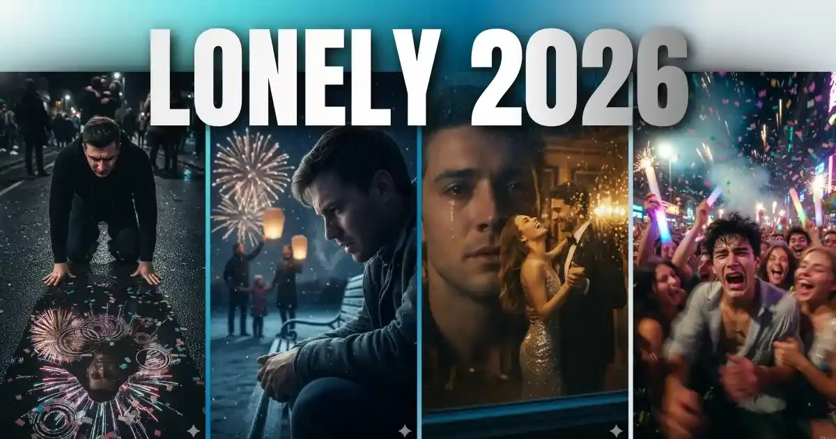 Photorealistic Copy Paste Sad Boy Prompts image of a man kneeling in a rain puddle reflection, perfect for Instagram viral love failure boy status.