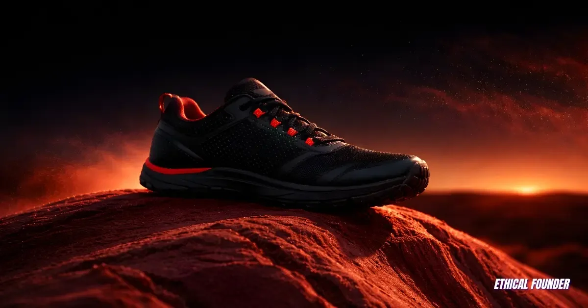 High-contrast zero-drop black sneaker template visual for product photography for online stores in 8K,