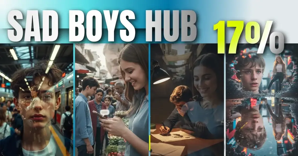 A dramatic double exposure prompt image showing a sad boy's silhouette merged with a joyful girl's face, representing love failure. Love Failure Sad Boy Gemini Prompt proven guide