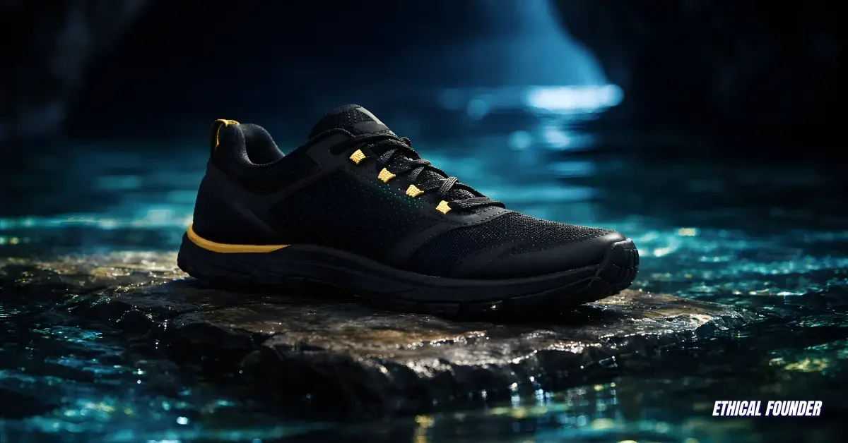 Bioluminescent light zero-drop shoe design template mockup, perfect for stand-out product photography for online stores and Etsy/Shopify.