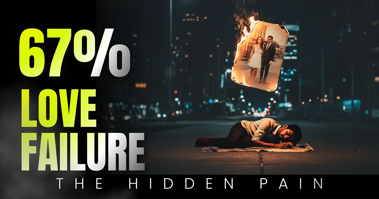 A highly cinematic, photorealistic depression image of a love failure boy photo created using the best google Gemini photo editing prompt for sad boy.