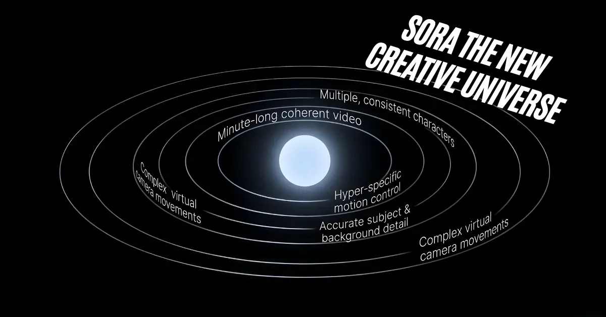 Digital illustration representing Sora AI as a creative canvas where professional explainer videos, compelling short films, and immersive virtual reality experiences are generated instantly using advanced artificial intelligence.
