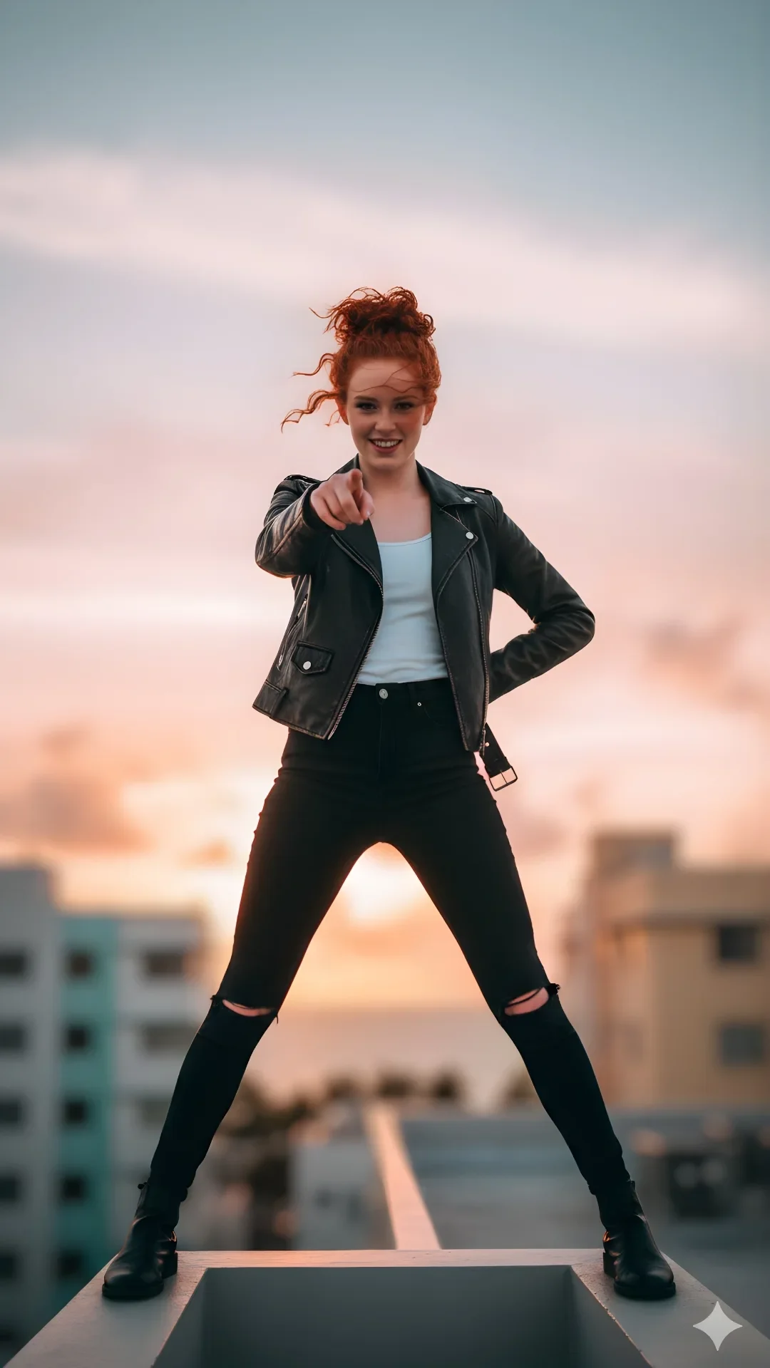 The Instagram DP Editing using AI prompt for a Miami Art Deco rooftop shot. A stunning Prompt for Stylish Girls aesthetic at golden hour.