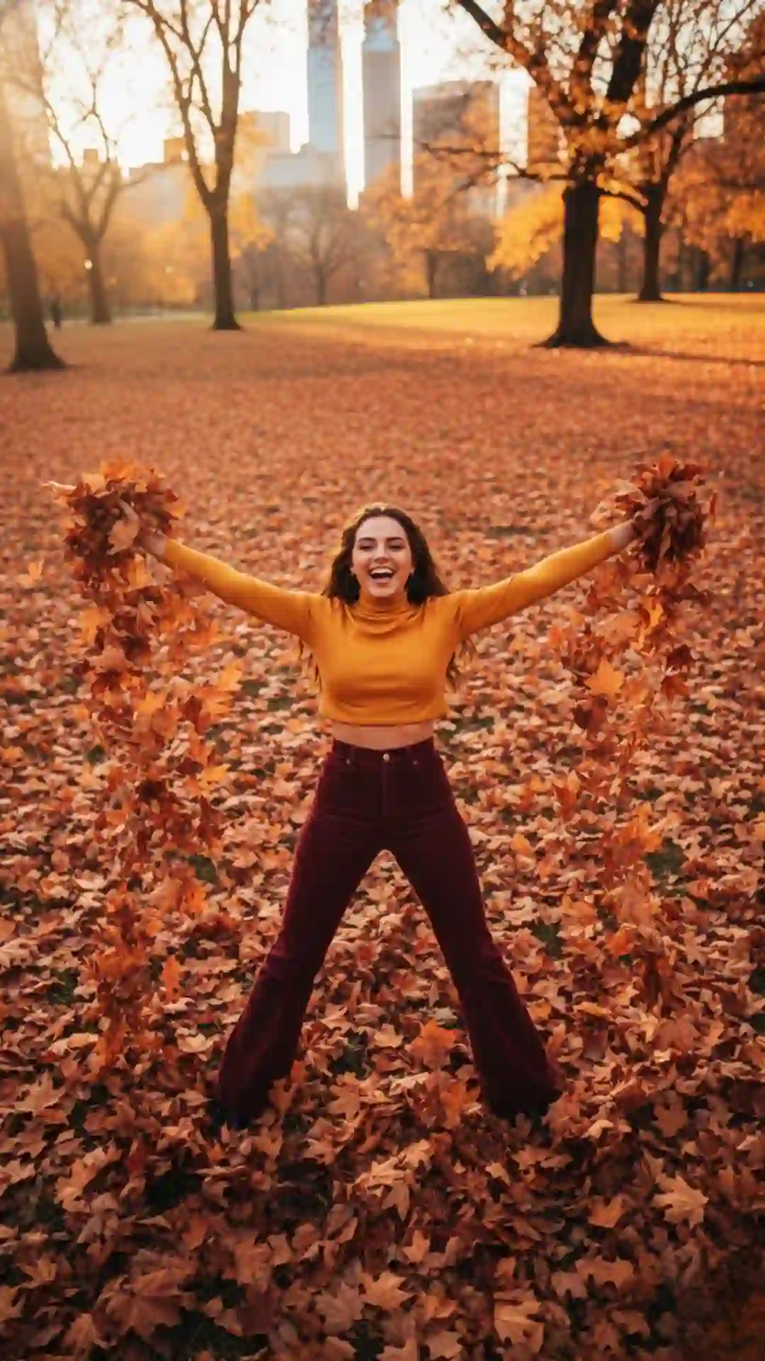 Grok AI Image Creation Central Park Autumn Leaves